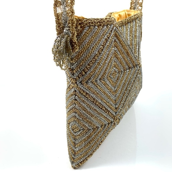 1950’s Japanese silver + gold crochet purse MAGID - Picture 4 of 8